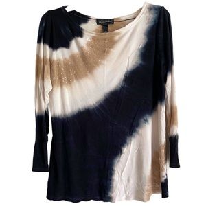 INC brand blouse. Rayon black tan & cream with sequins! XL